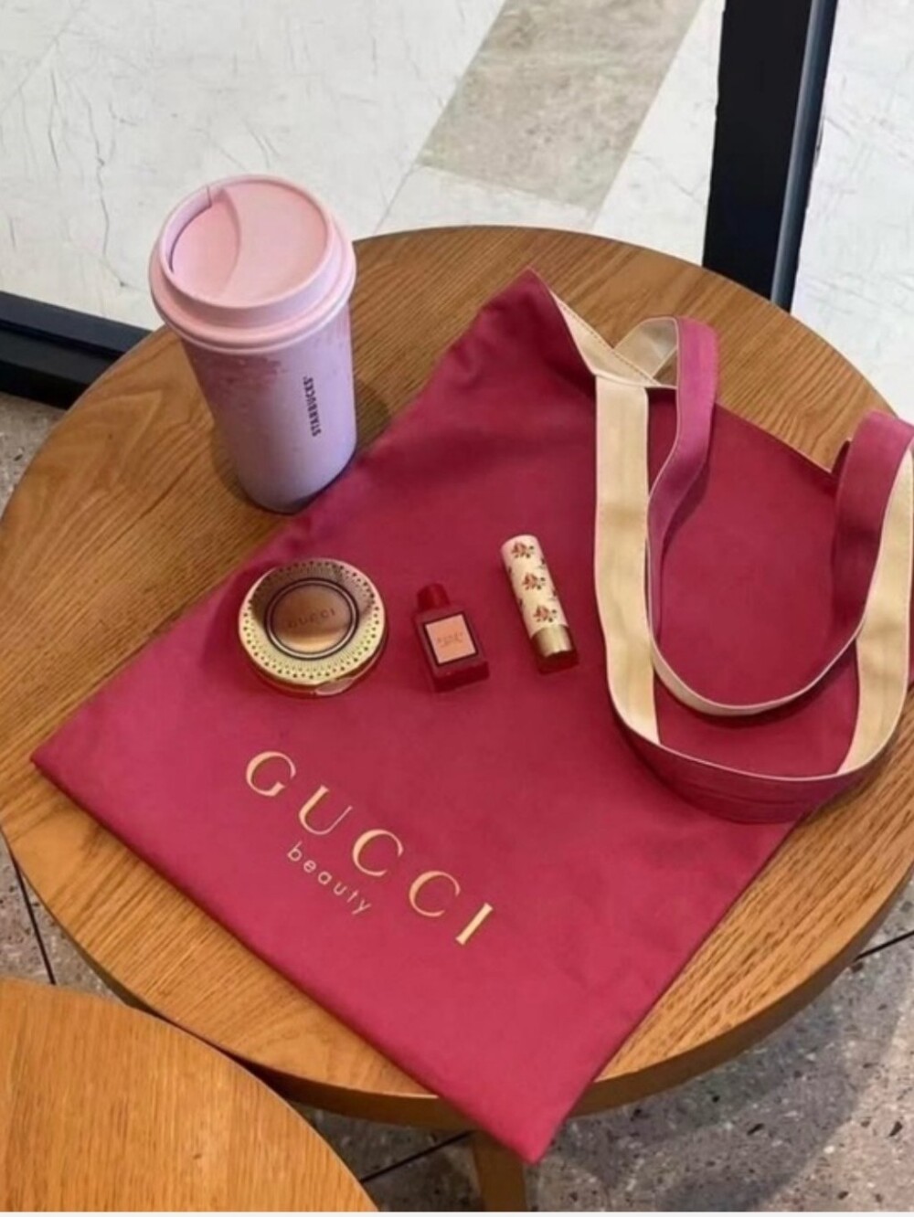 VIP Beaute Pink/Cream Reversible Canvas Tote Bag